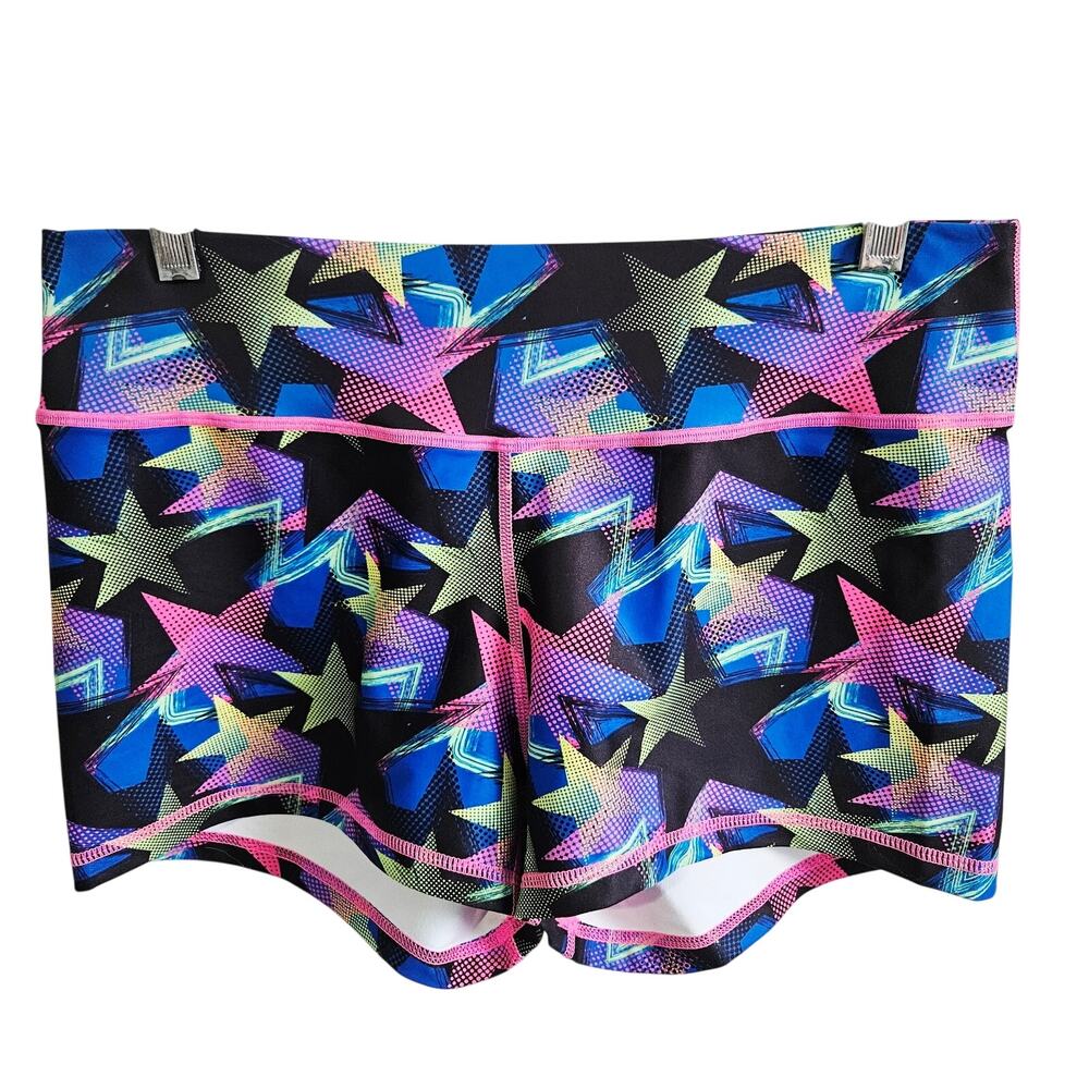 Peachy Athletic Serenity Shorts Black Blue Shooting Star Print Bold Whimsical XL